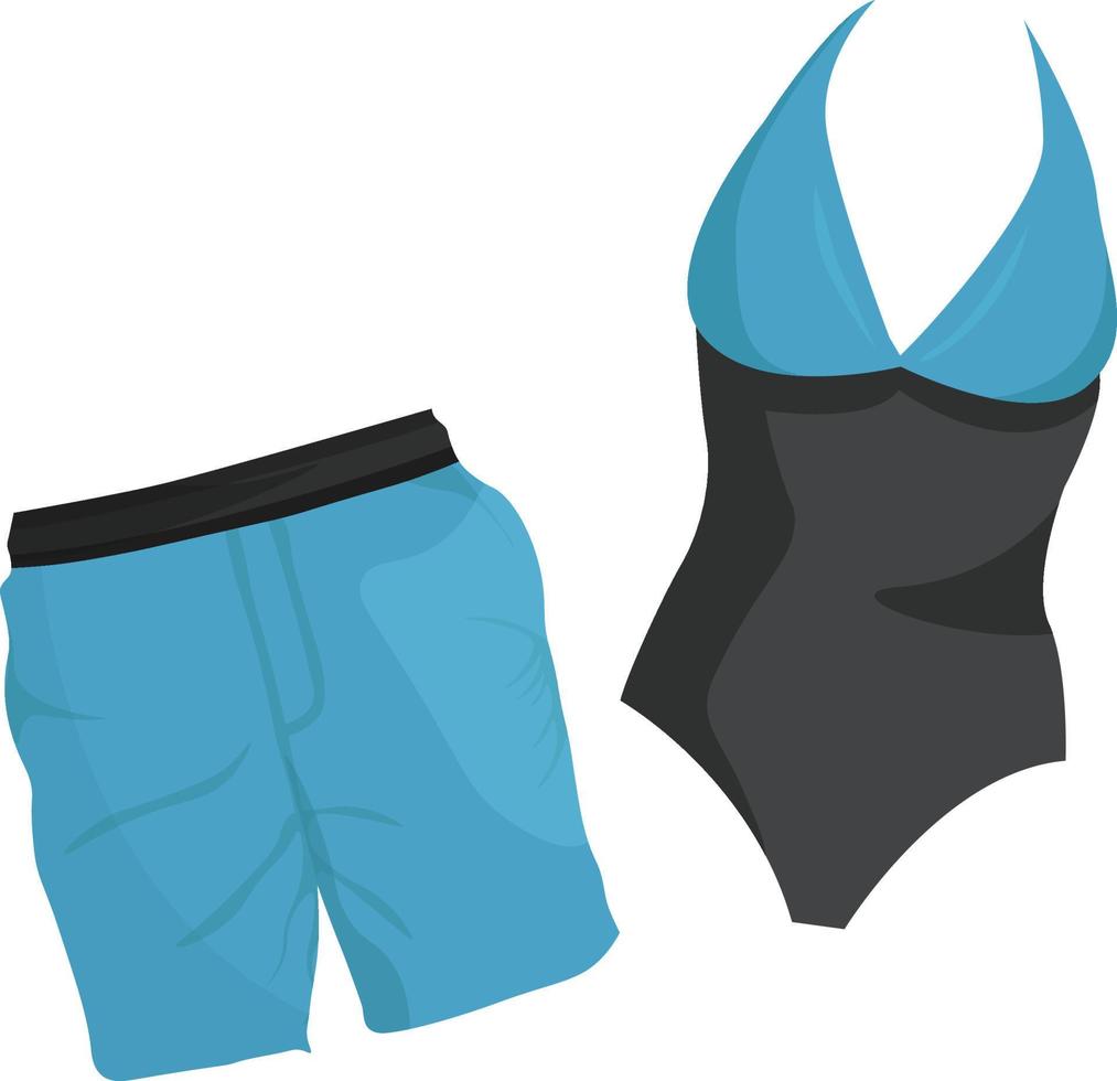 Maillots de bain bleu, illustration, vecteur sur fond blanc