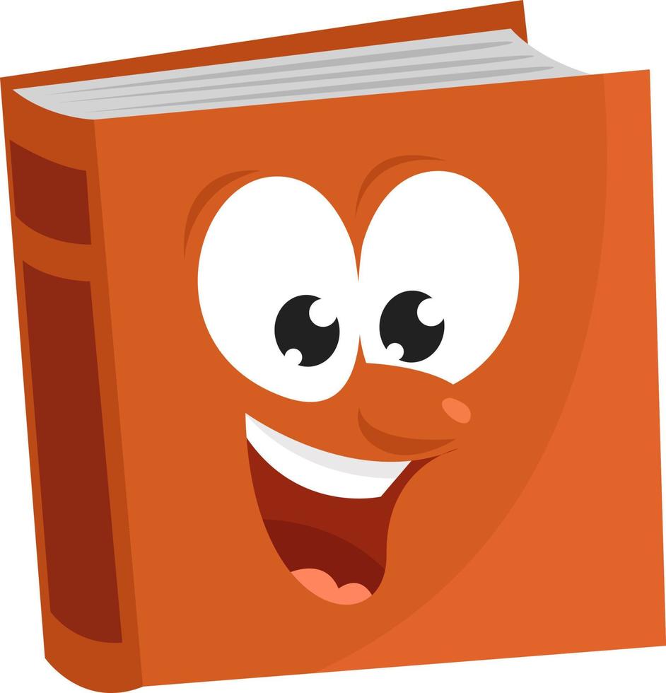 Happy orange book,illustration,vecteur sur fond blanc vecteur