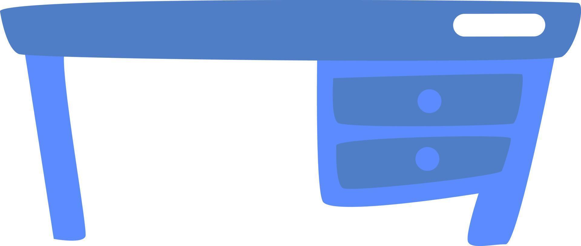 table de bureau bleue, illustration, vecteur, sur fond blanc. vecteur