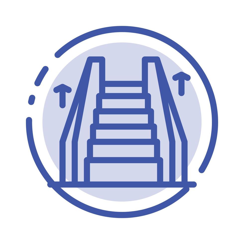 icône de ligne de ligne pointillée bleue d'échelle électrique d'ascenseur d'escalier vecteur