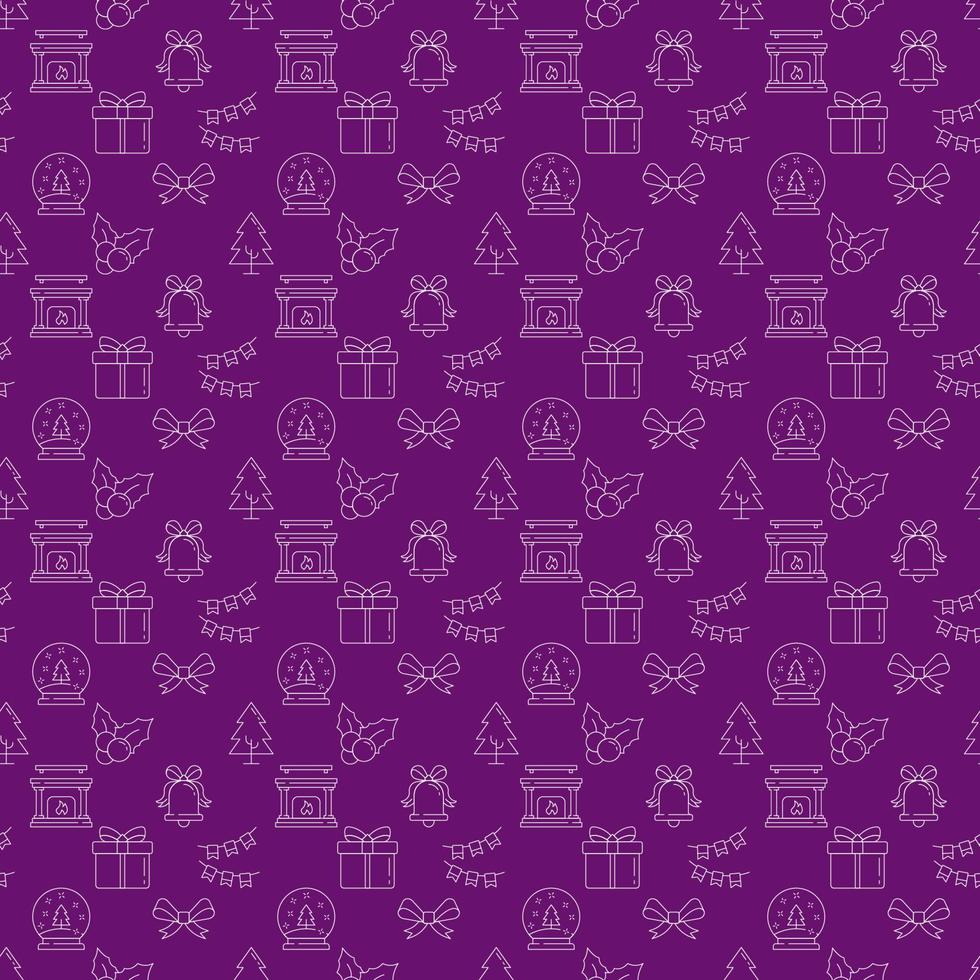 modèle sans couture de vecteur d'éléments de nouvel an sur fond violet pour le textile, les vêtements, les cartes postales, les papiers peints. concept de noël et du nouvel an