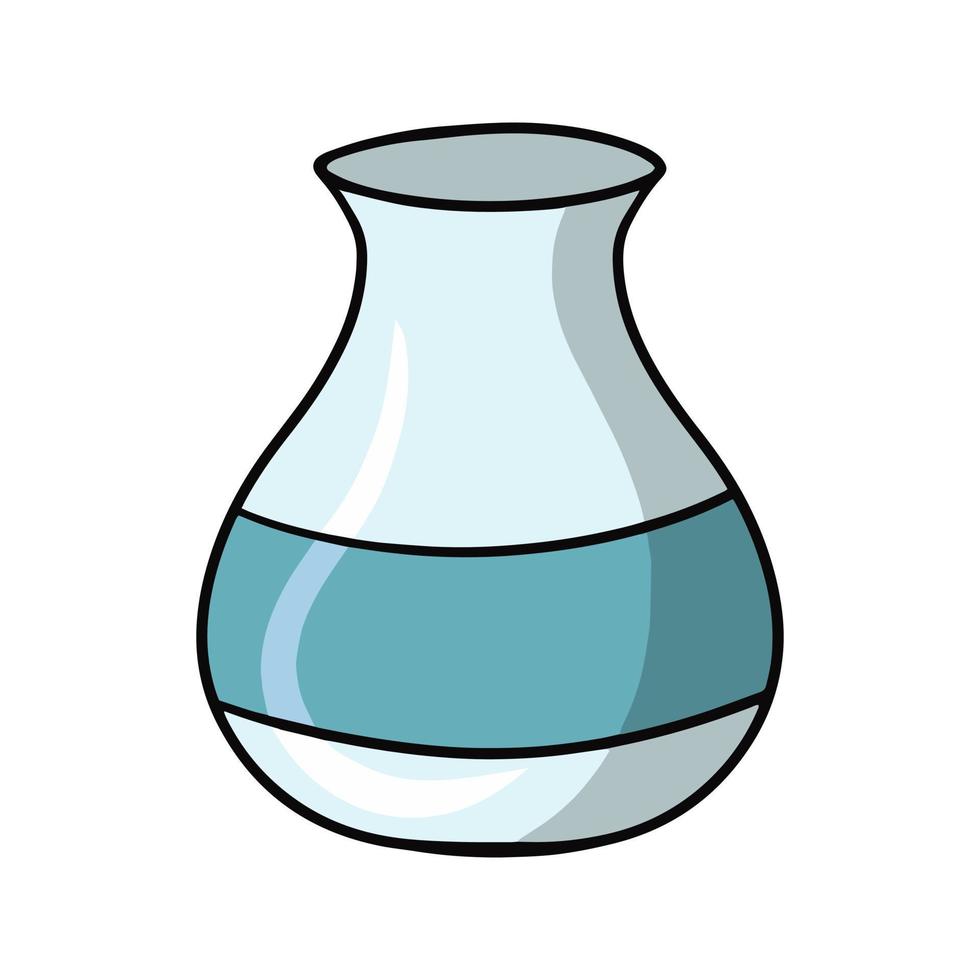 grand beau vase à fleurs, avec bande bleue, cruche, illustration vectorielle en style dessin animé sur fond blanc vecteur