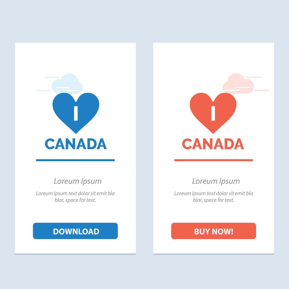 amour coeur canada bleu et rouge télécharger et acheter maintenant modèle de carte de widget web vecteur