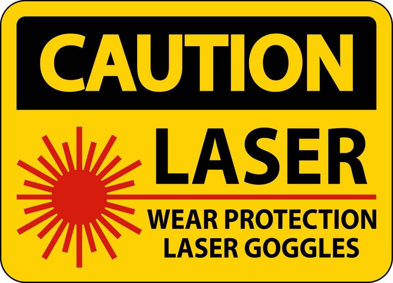 Attention laser porter des lunettes de protection laser signe sur fond blanc vecteur