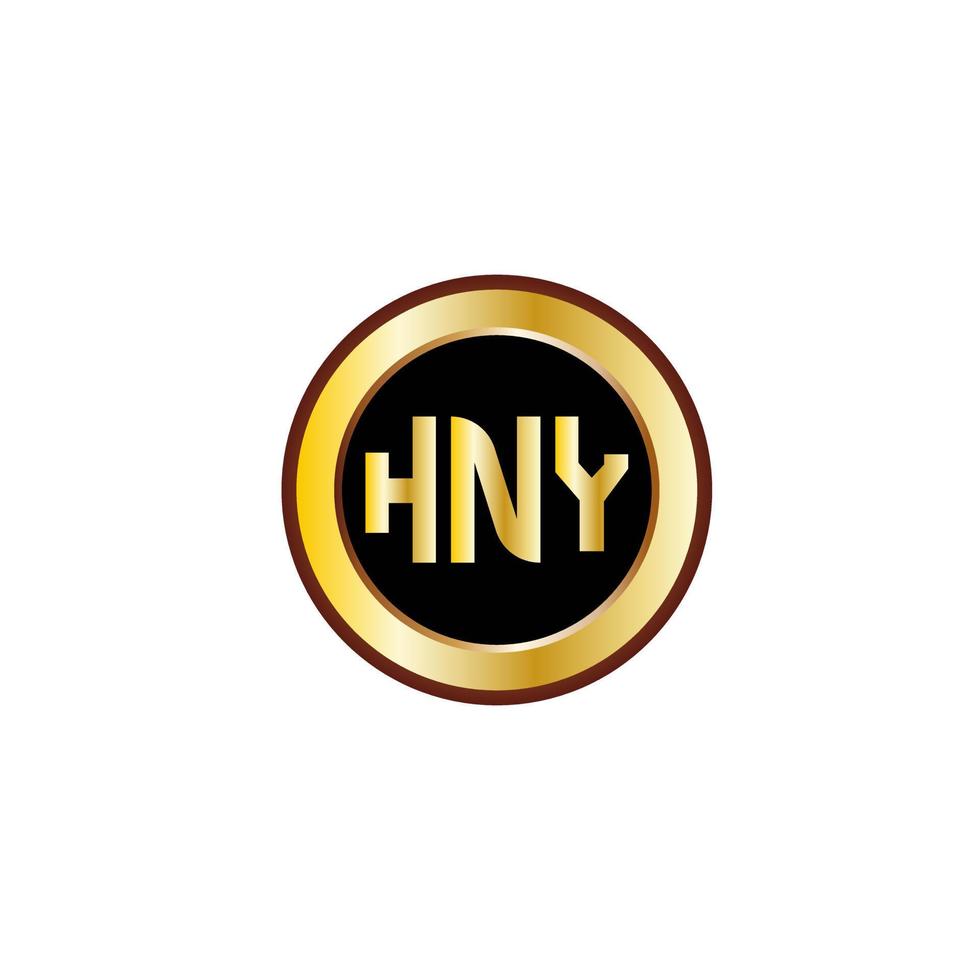 création de logo de lettre hny créative avec cercle doré vecteur
