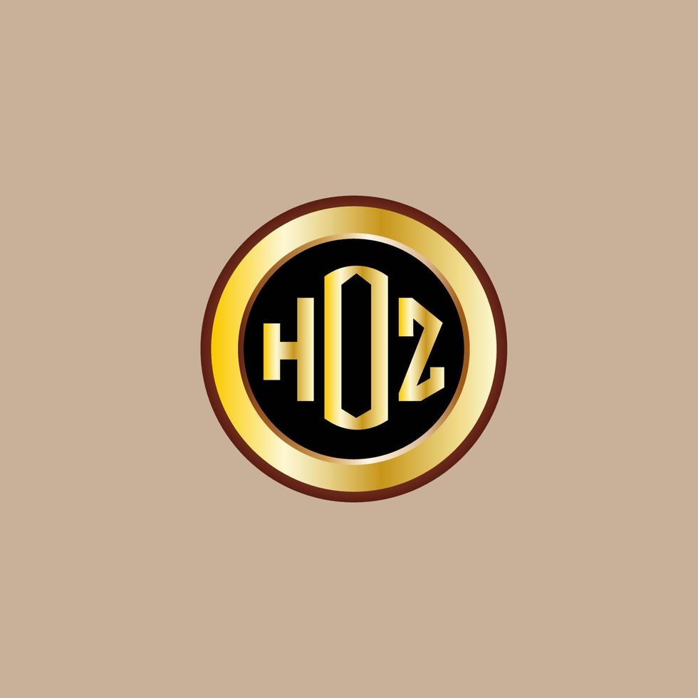 création créative de logo de lettre hoz avec cercle doré vecteur