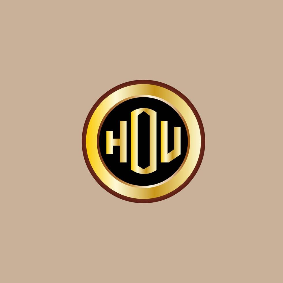 création de logo de lettre créative hou avec cercle doré vecteur