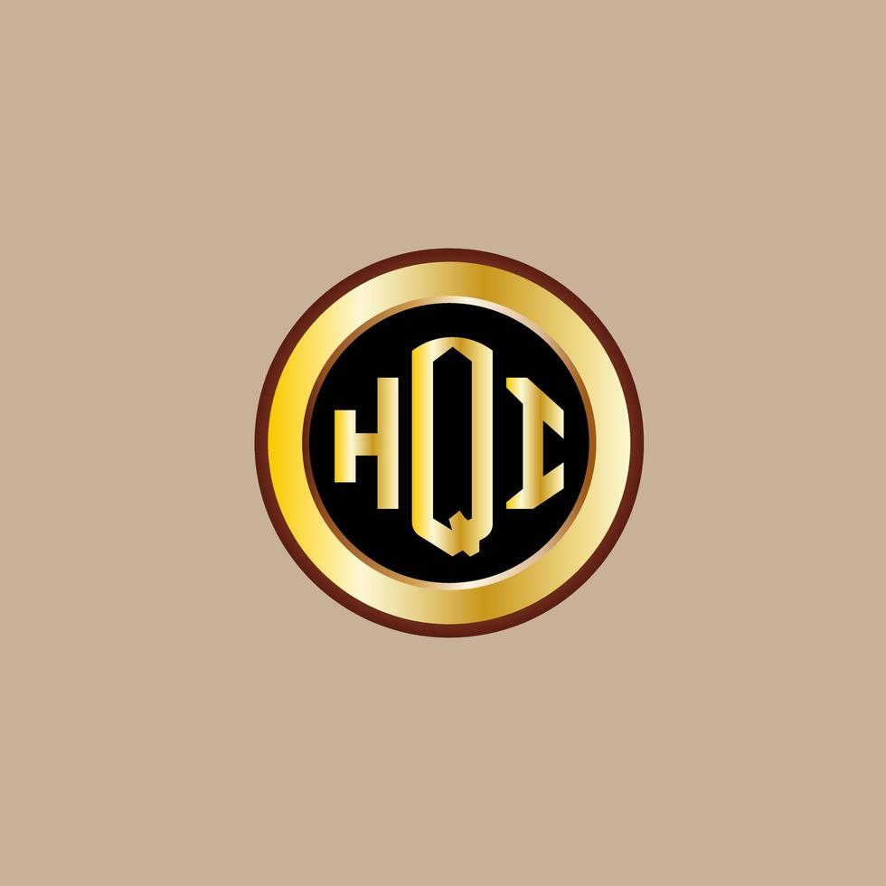 création de logo de lettre hqi créative avec cercle doré vecteur