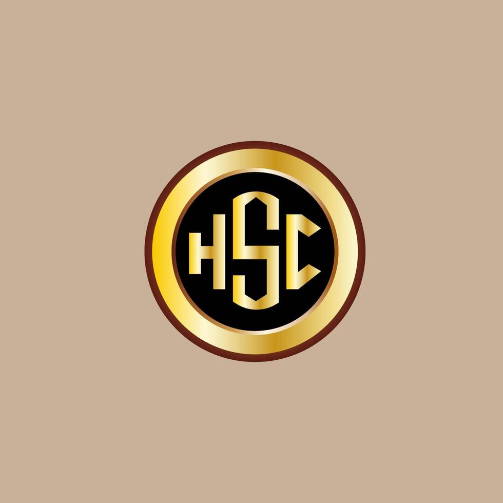 création de logo de lettre hsc créative avec cercle doré vecteur