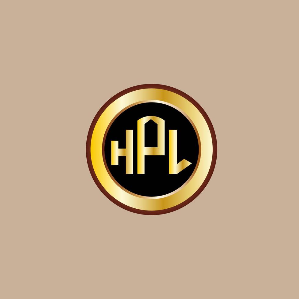 création de logo lettre hpl créatif avec cercle doré vecteur