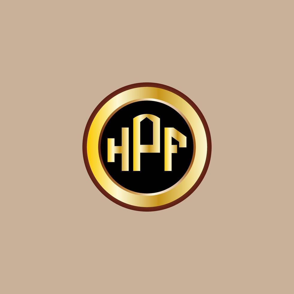 création de logo de lettre hpf créative avec cercle doré vecteur
