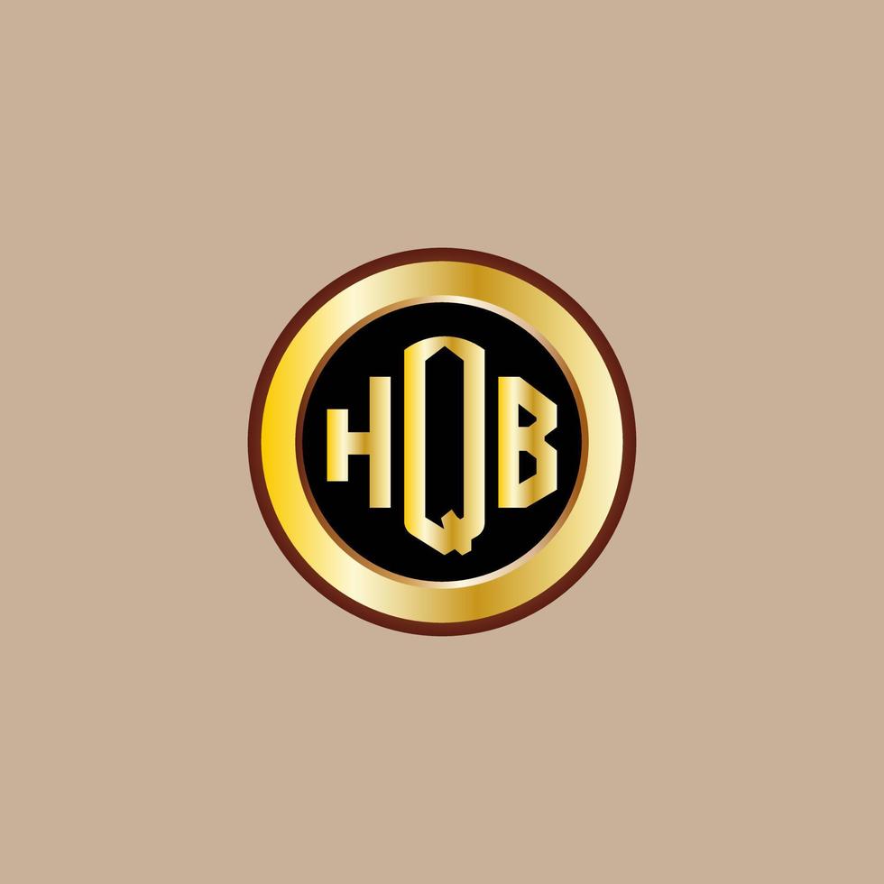 création de logo de lettre hqb créative avec cercle doré vecteur