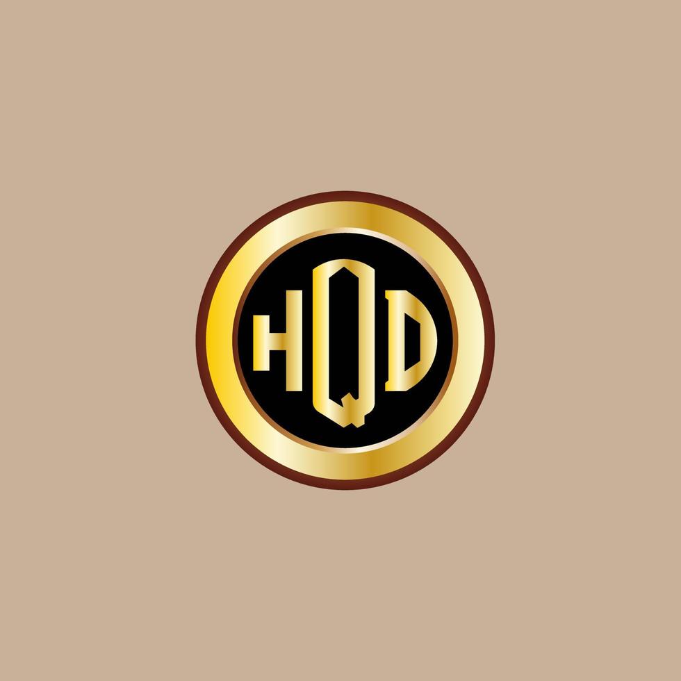 création de logo de lettre hqd créative avec cercle doré vecteur