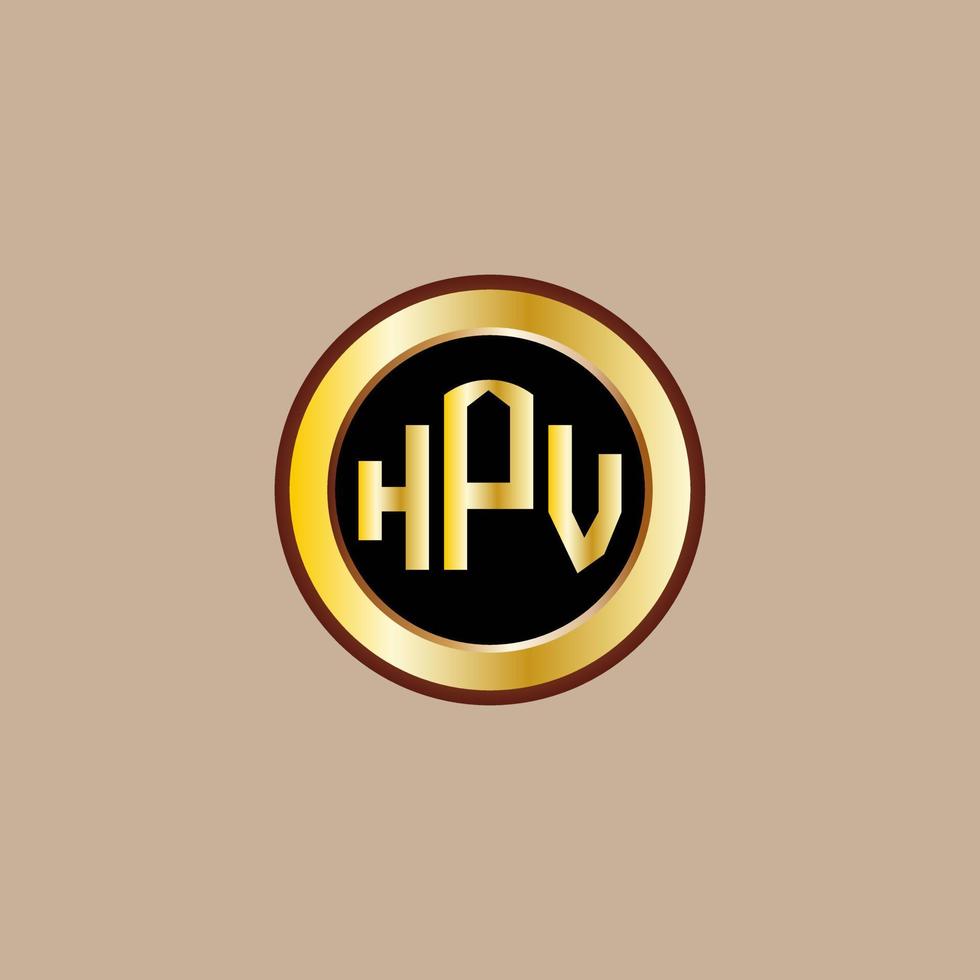 création de logo de lettre hpv créative avec cercle doré vecteur