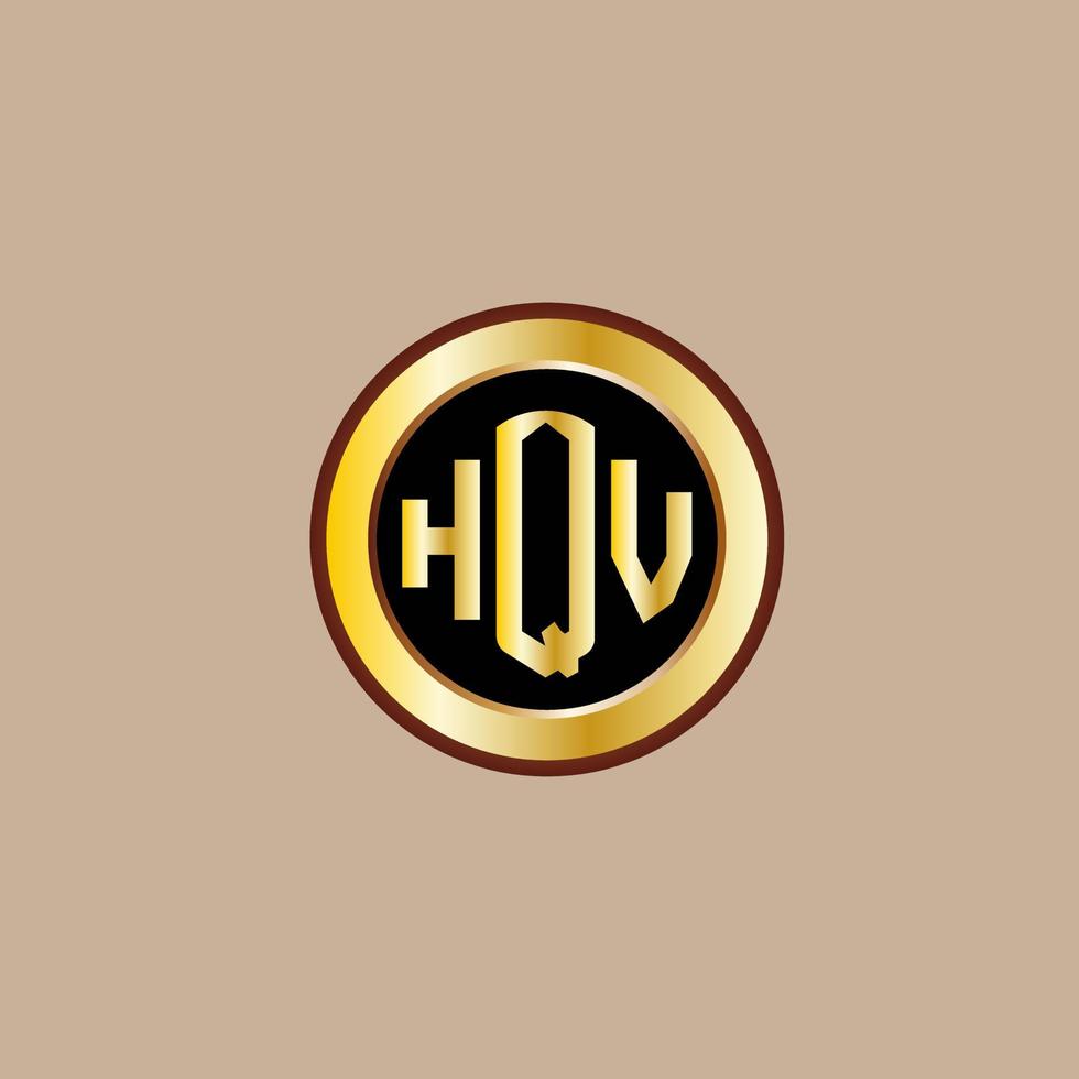 création de logo de lettre hqv créative avec cercle doré vecteur