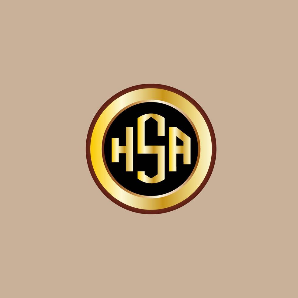 création de logo de lettre hsa créative avec cercle doré vecteur