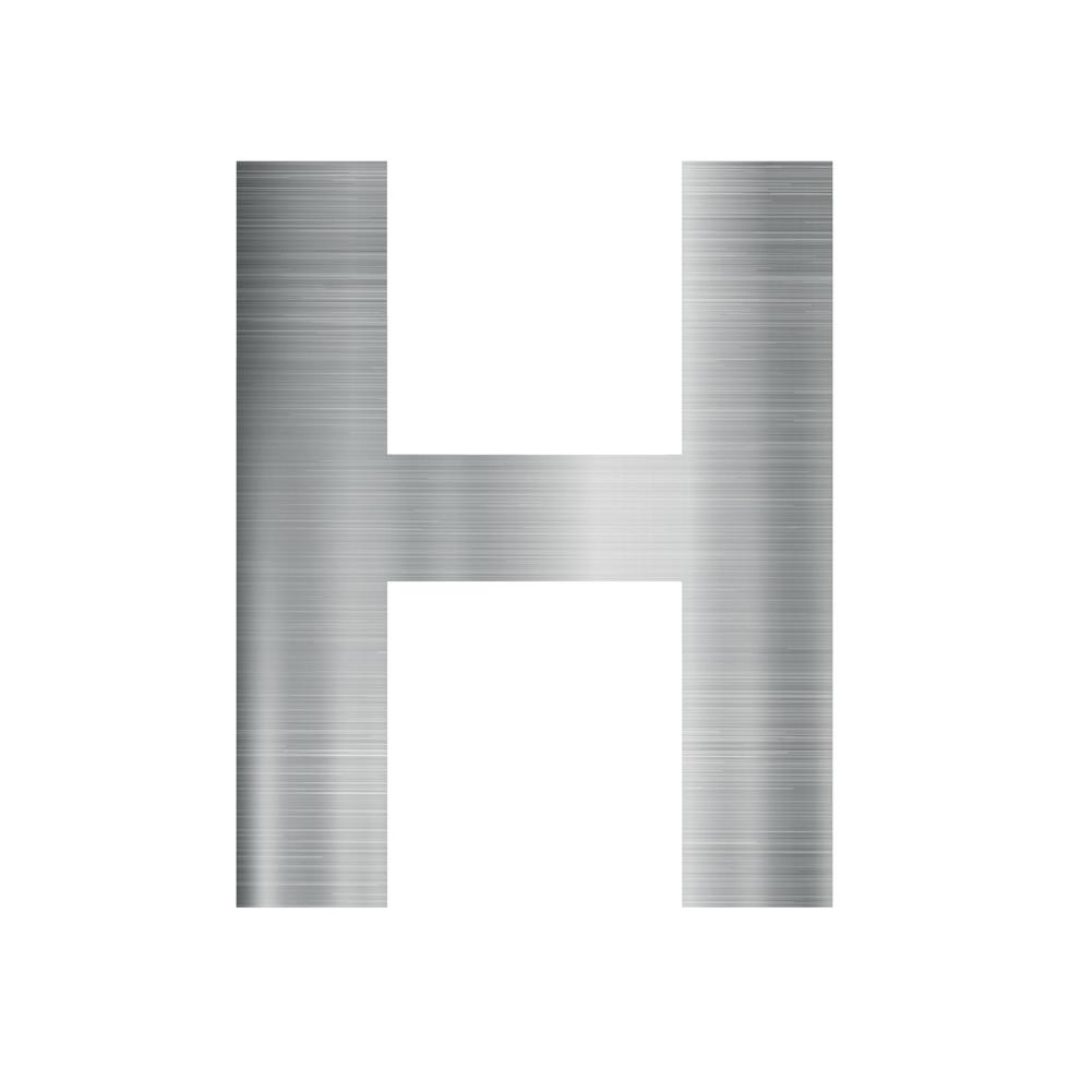 texture en métal argenté, lettre de l'alphabet anglais h sur fond blanc - vecteur
