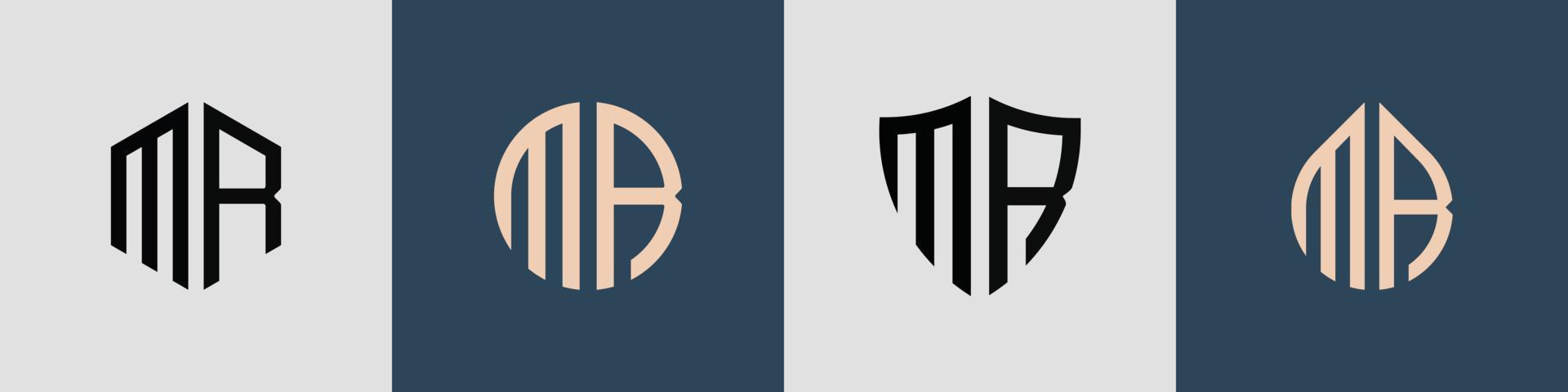 ensemble de conceptions de logo mr de lettres initiales simples créatives. vecteur