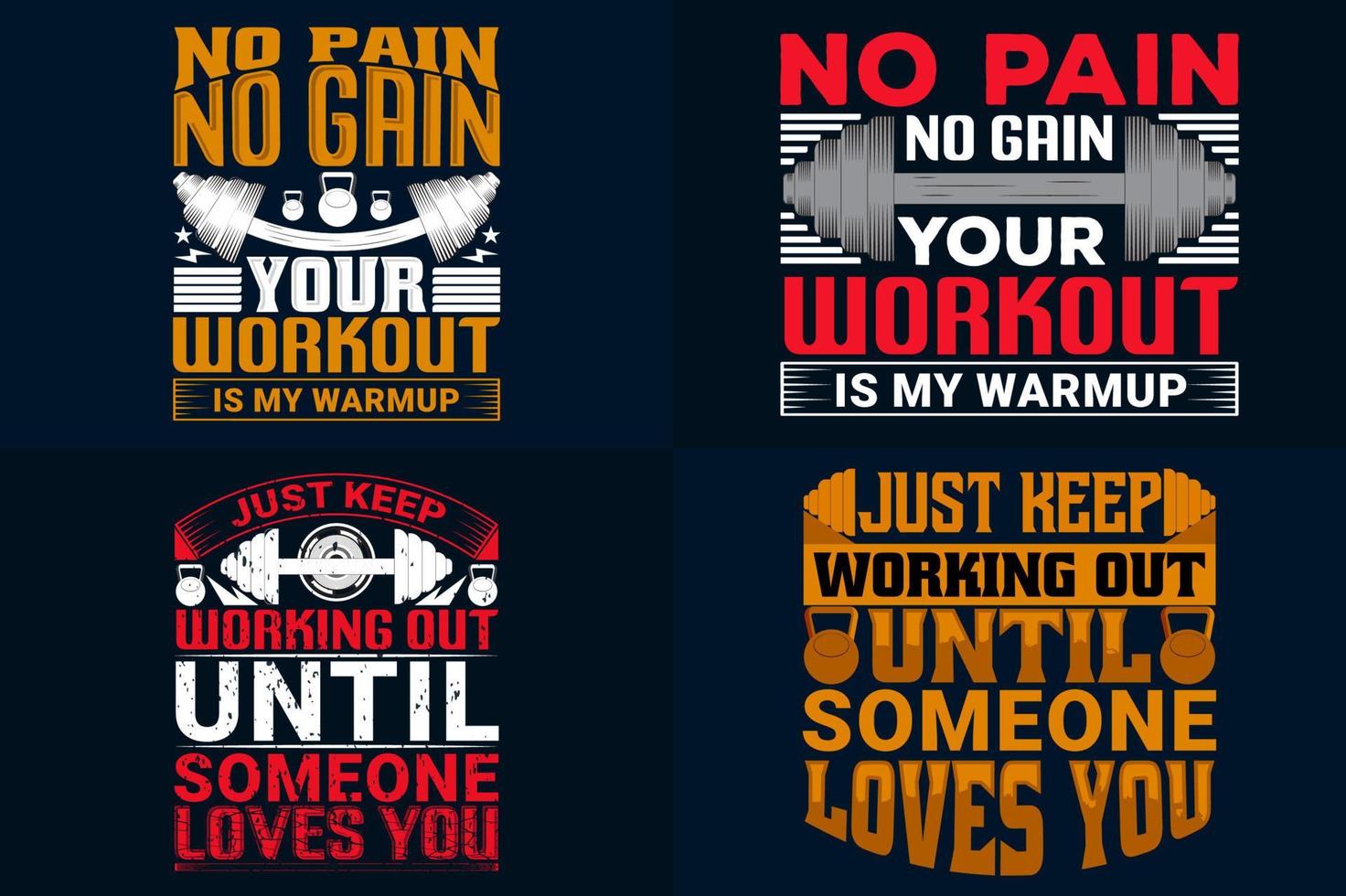 ensemble de conception de t-shirt gym-fitness, ensemble de citations de motivation saines vecteur