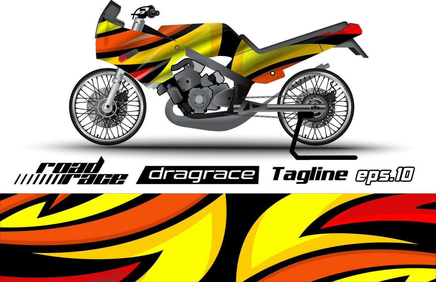 conception d'emballage d'autocollant de moto de course de dragsters vectorielle complète eps.10 vecteur