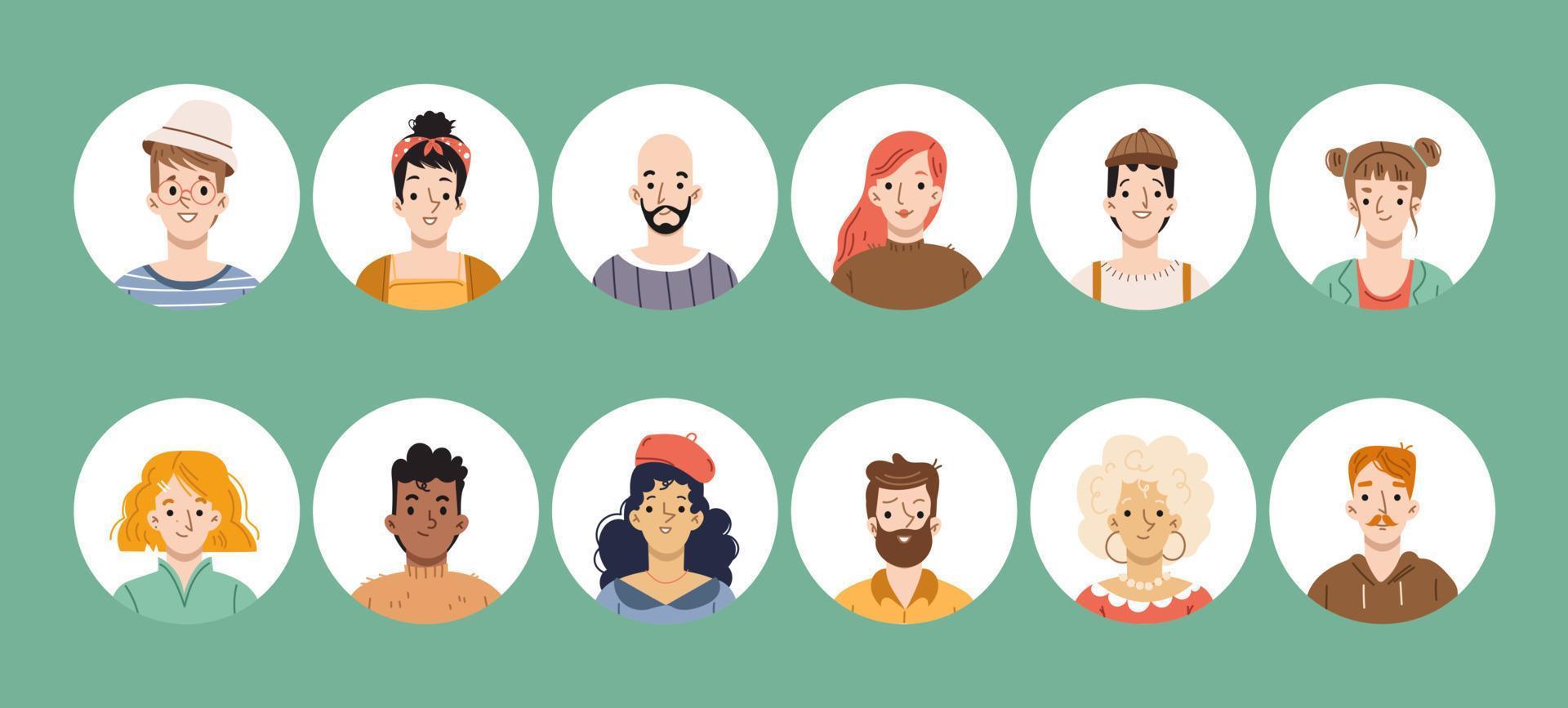 avatars de personnes pour le profil de médias sociaux vecteur