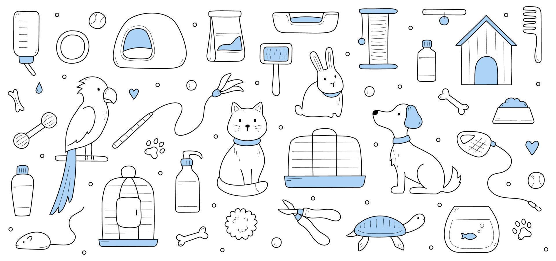 doodle fond animaux de compagnie et produits de soin des animaux vecteur