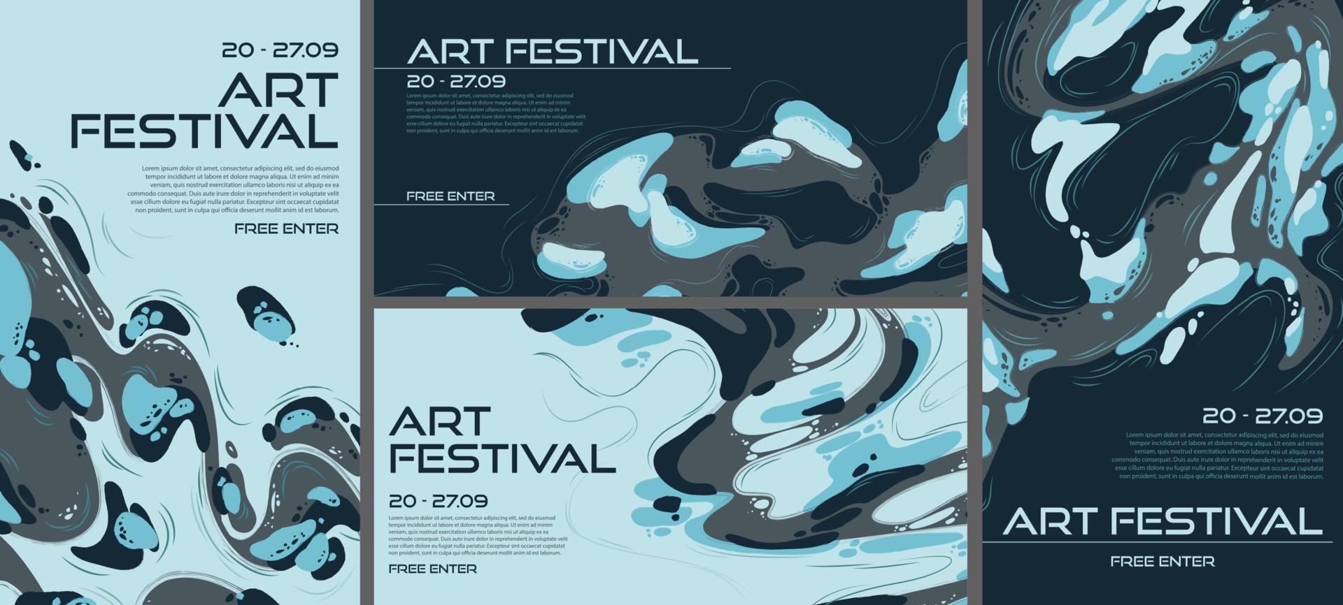 affiches abstraites pour le festival d'art, ensemble d'arrière-plans vecteur