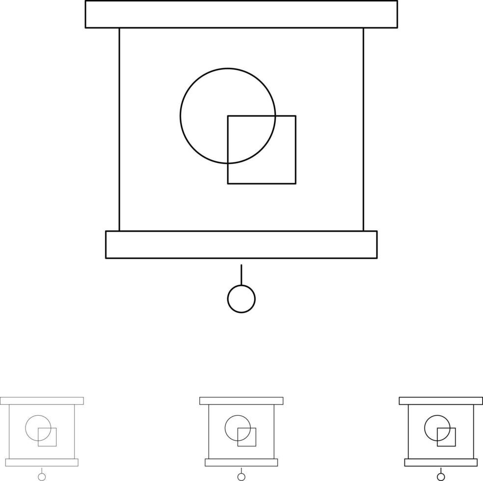 appareil éducation projecteur école audacieuse et fine ligne noire jeu d'icônes vecteur