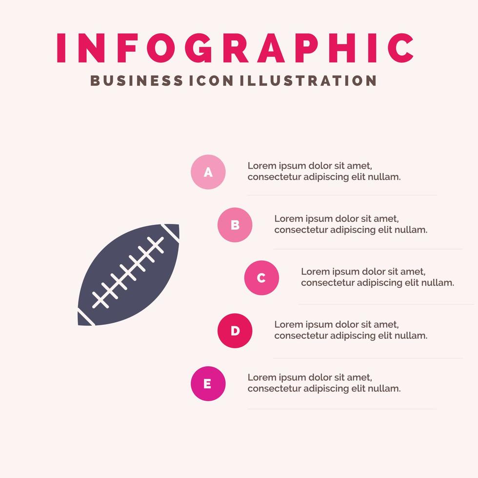 afl australie football rugby ballon de rugby sport sydney solide icône infographie 5 étapes présentation ba vecteur