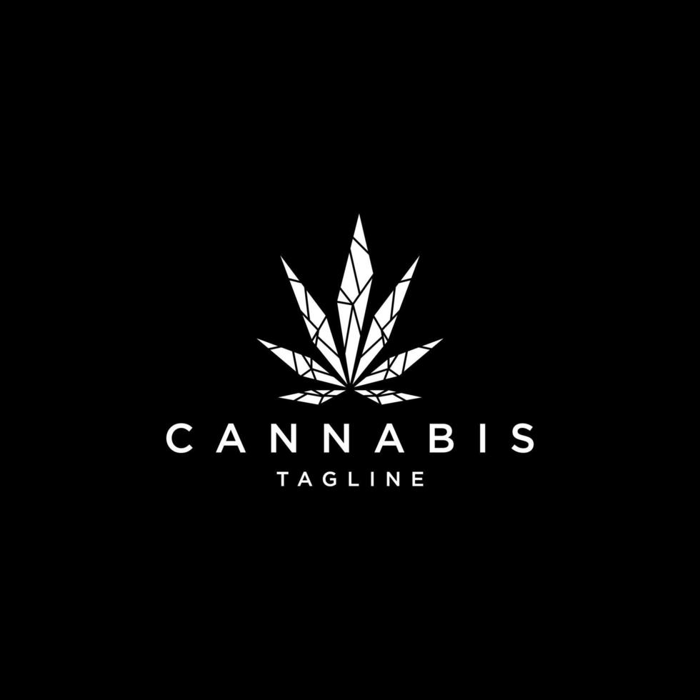 modèle de conception d'icône de vecteur de logo polygonal géométrique de cannabis