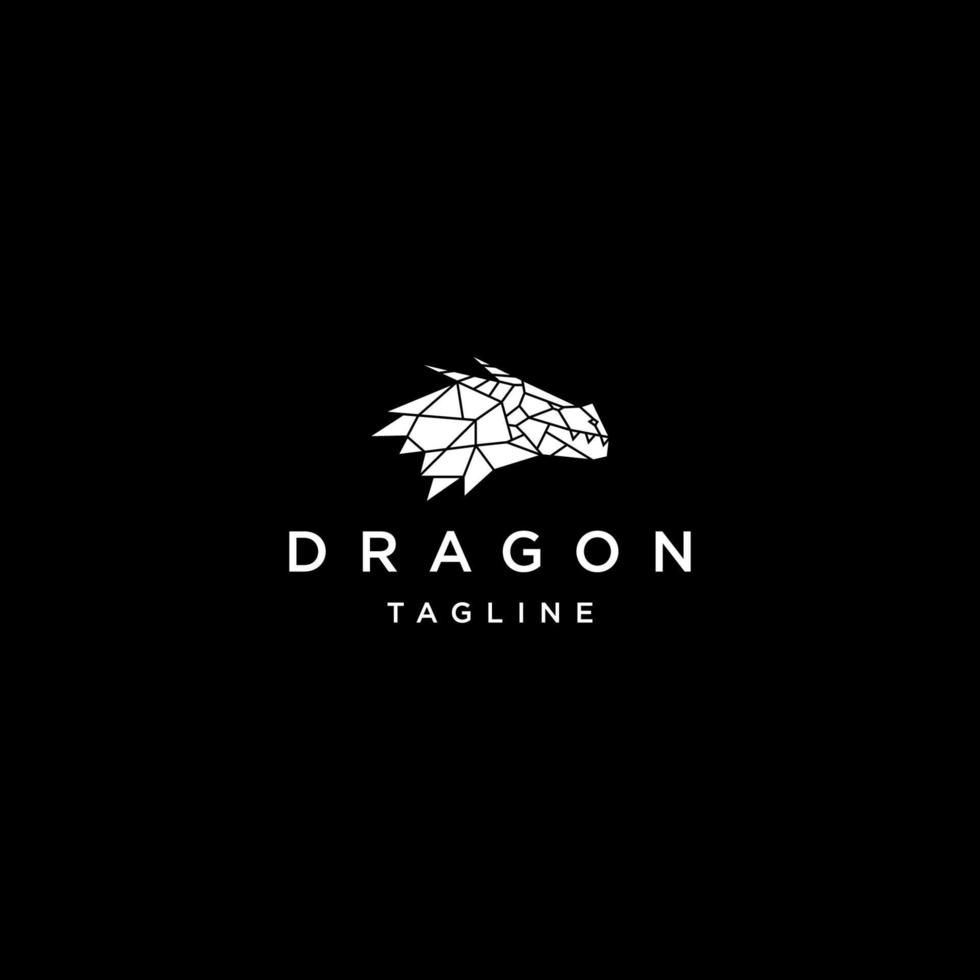 modèle de conception d'icône de vecteur de logo polygonal géométrique de tête de dragon