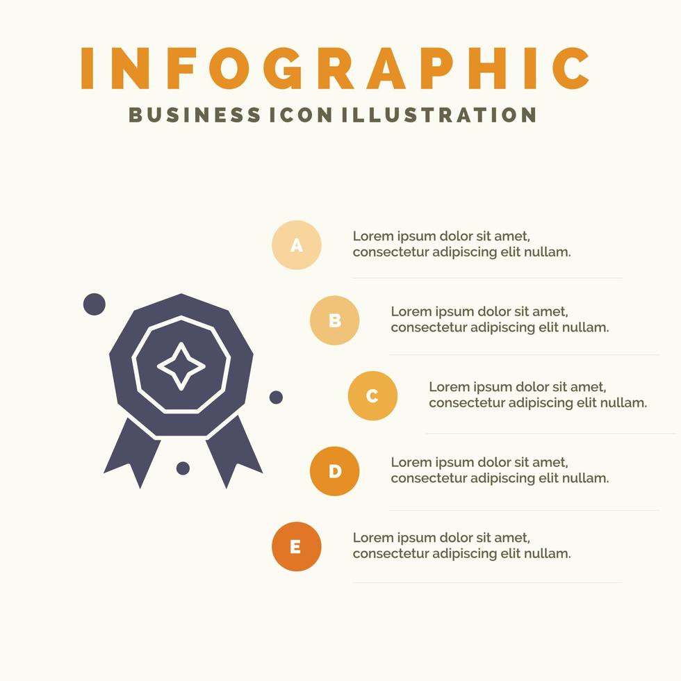 prix étoile prix solide icône infographie 5 étapes présentation fond vecteur