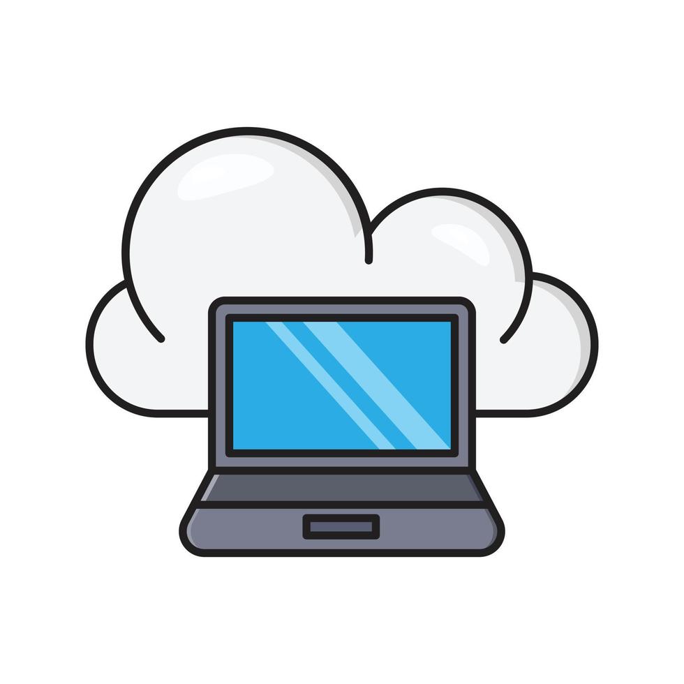illustration vectorielle d'ordinateur portable cloud sur fond.symboles de qualité premium.icônes vectorielles pour le concept et la conception graphique. vecteur