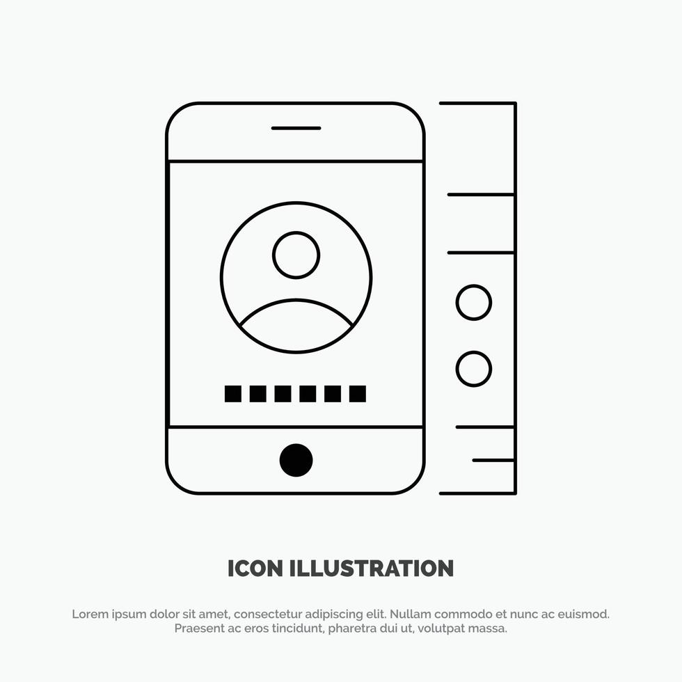 icône de ligne de vecteur de téléphone de service cellulaire mobile