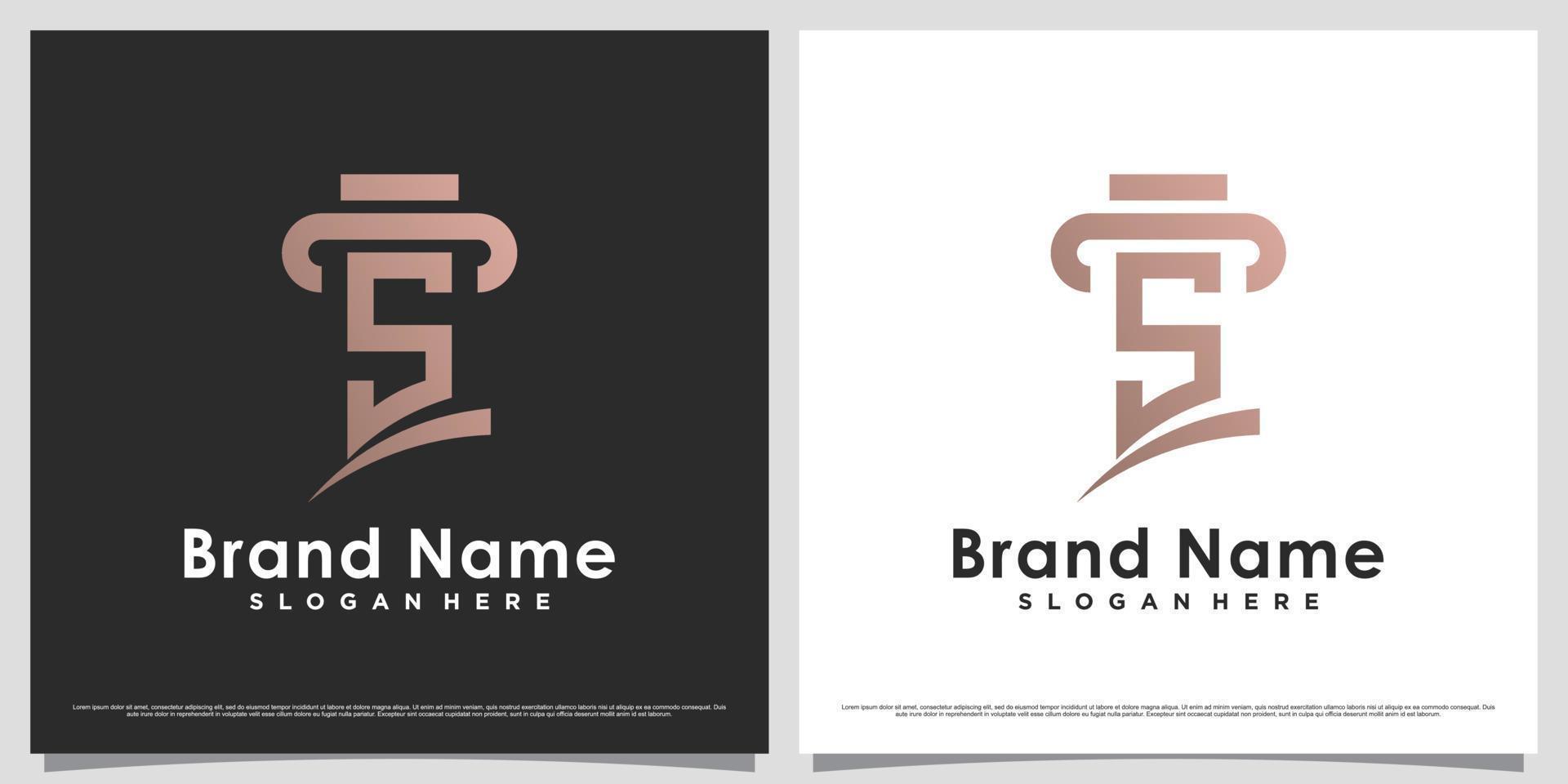modèle de conception de logo de cabinet d'avocats pour l'icône de l'entreprise avec lettre s et concept unique créatif vecteur
