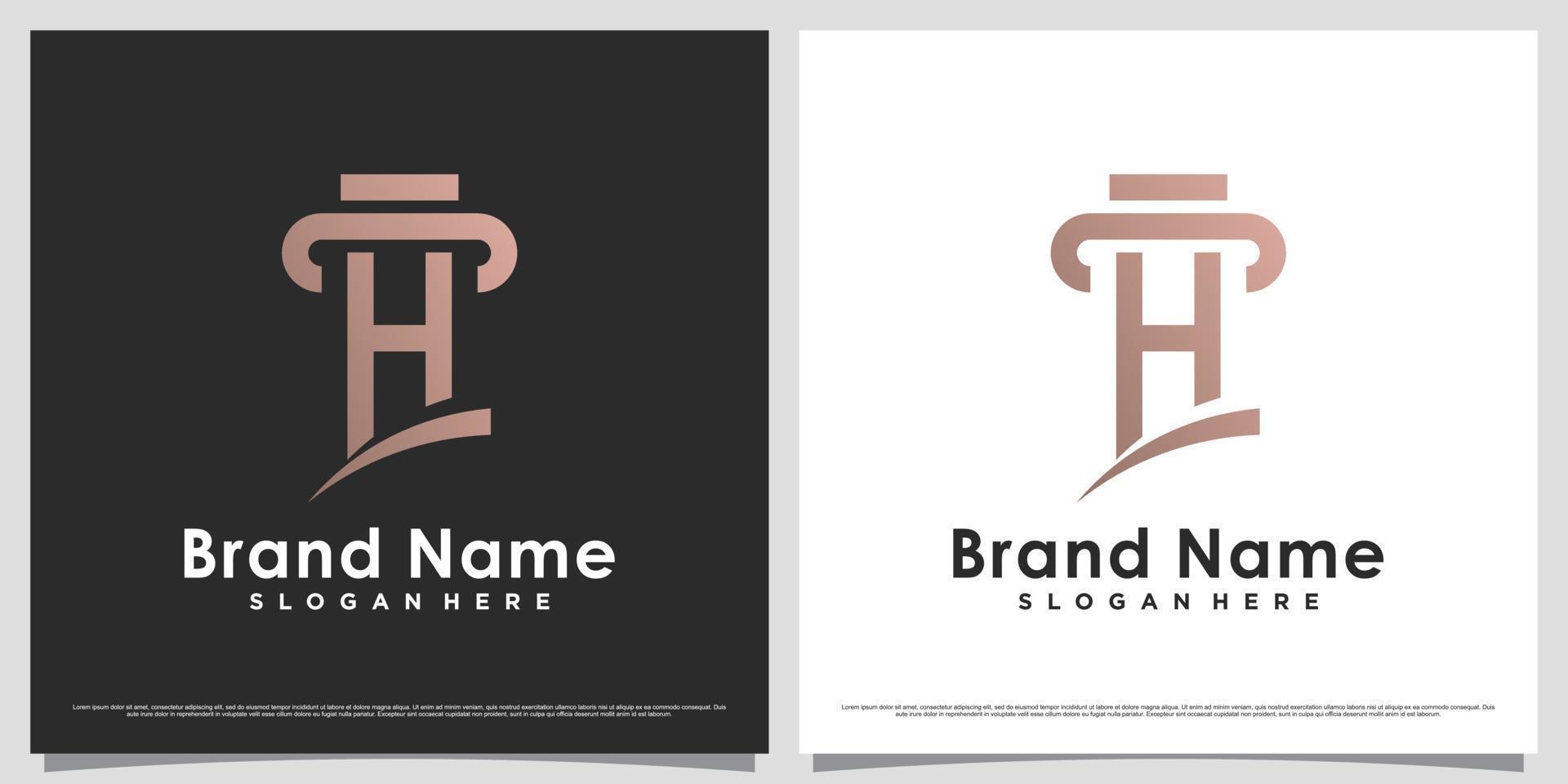 modèle de conception de logo de cabinet d'avocats pour l'icône de l'entreprise avec lettre h et concept unique créatif vecteur