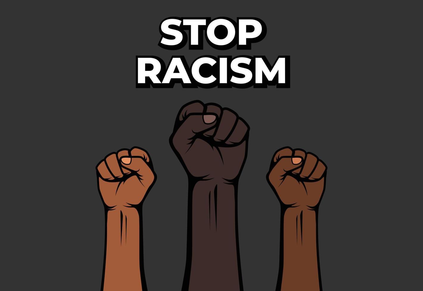 signe d'arrêt du racisme, main serrée, ensemble nous combattons le racisme, ensemble nous sommes forts vecteur