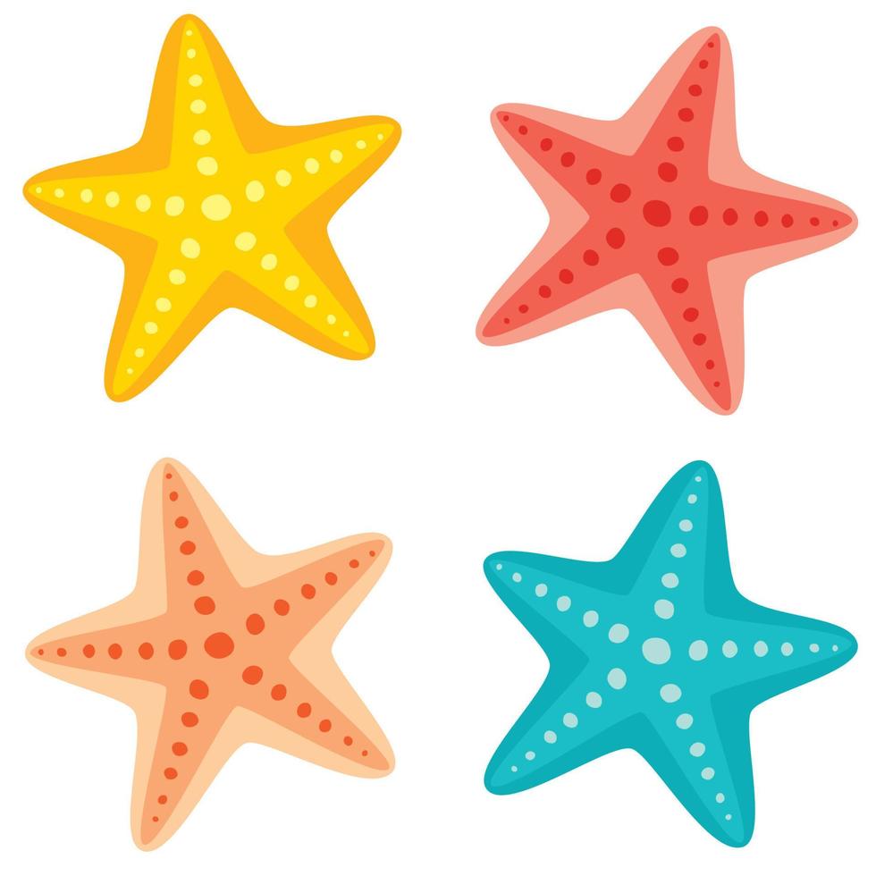 dessin animé d'étoiles de mer colorées vecteur