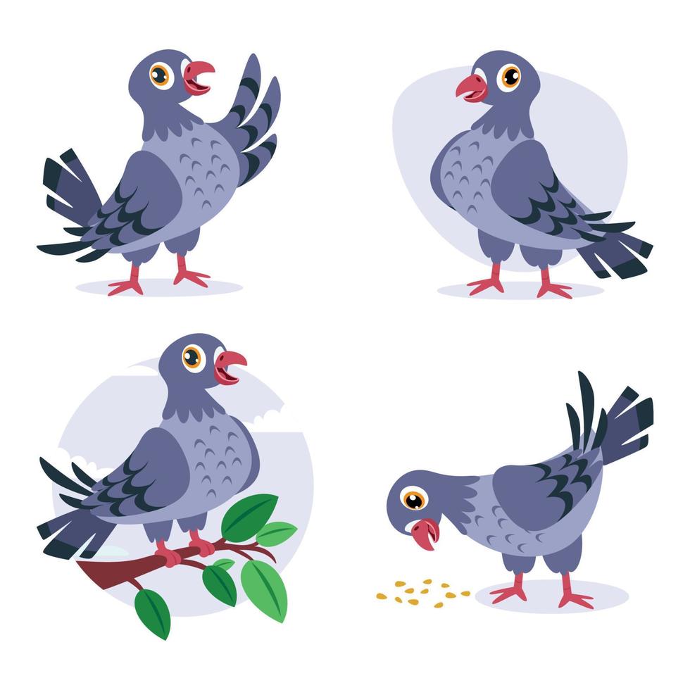 dessin animé de pigeons mignons vecteur