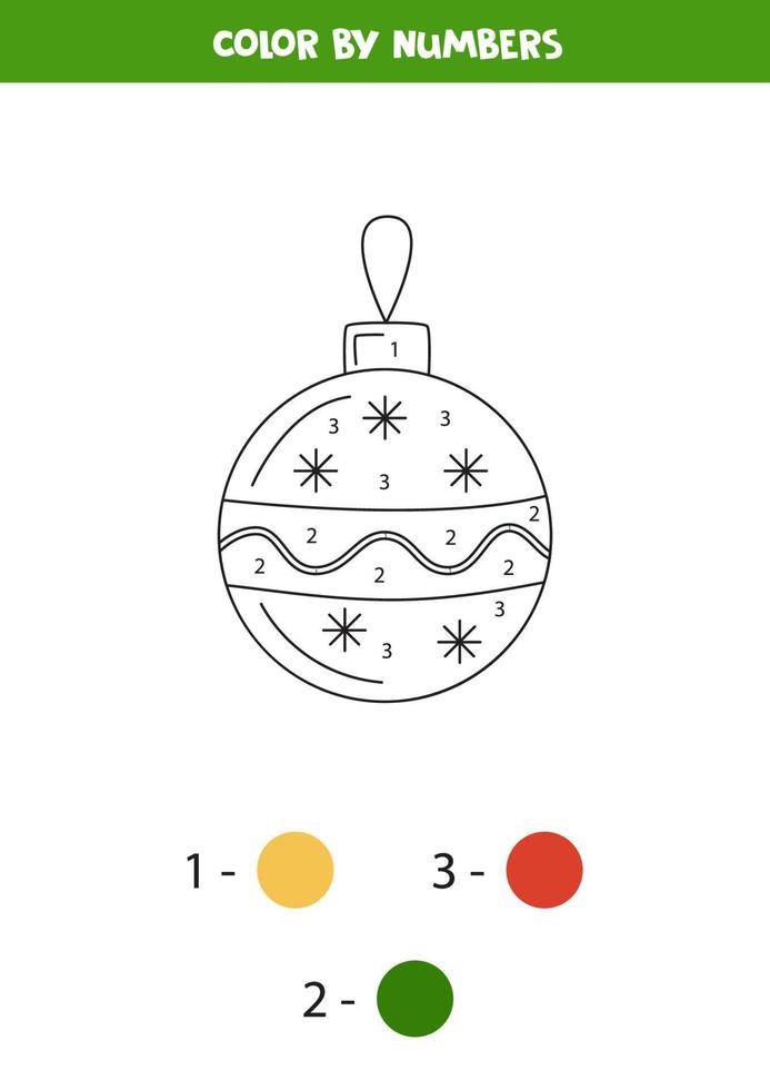 colorier la boule de noël par numéros. feuille de travail pour les enfants. vecteur