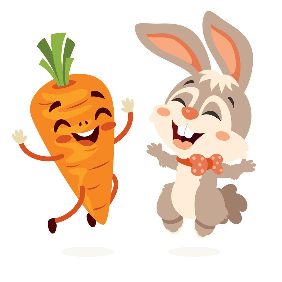 personnage de dessin animé lapin et carotte vecteur