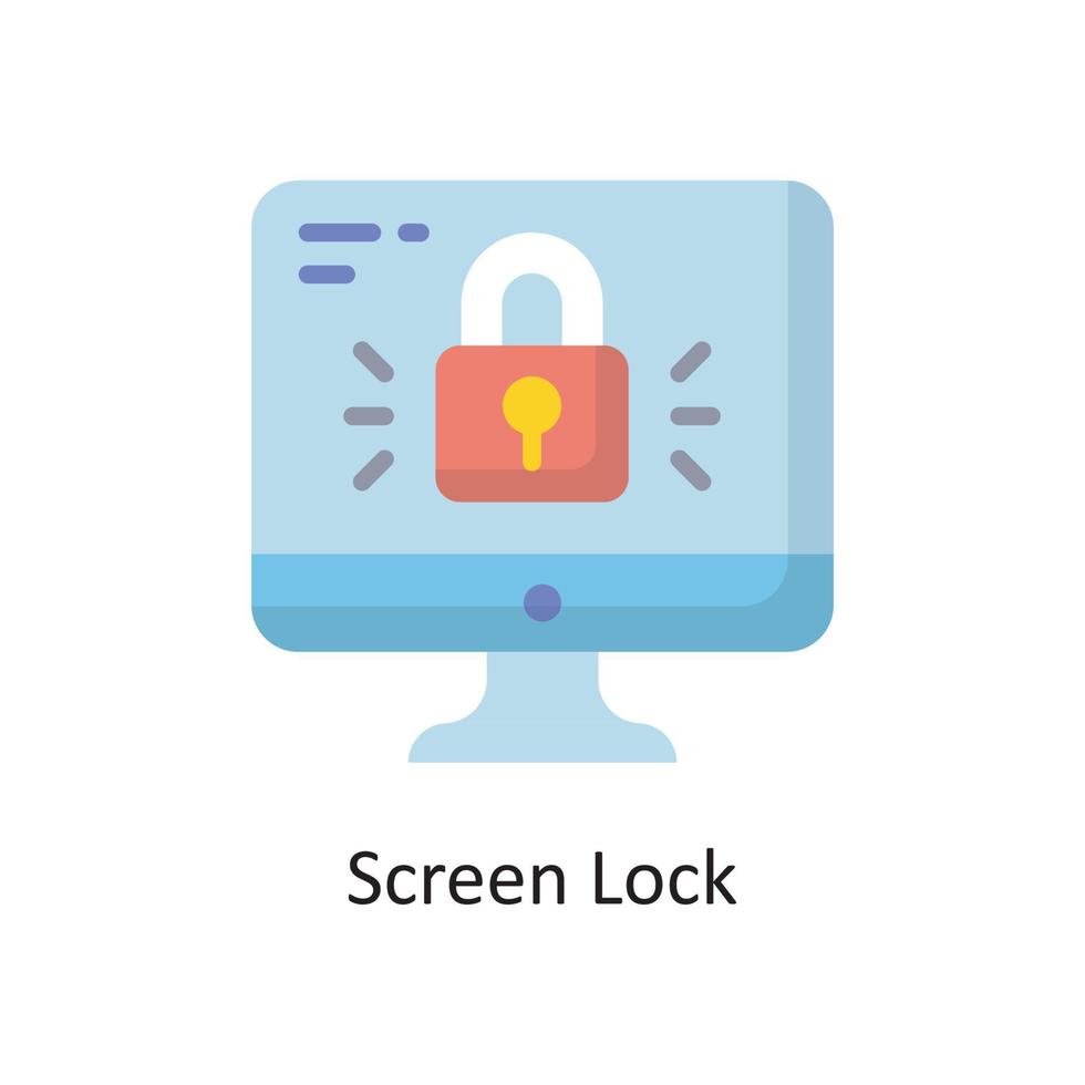 illustration de conception d'icône plate vectorielle de verrouillage d'écran. symbole de cloud computing sur fond blanc fichier eps 10 vecteur