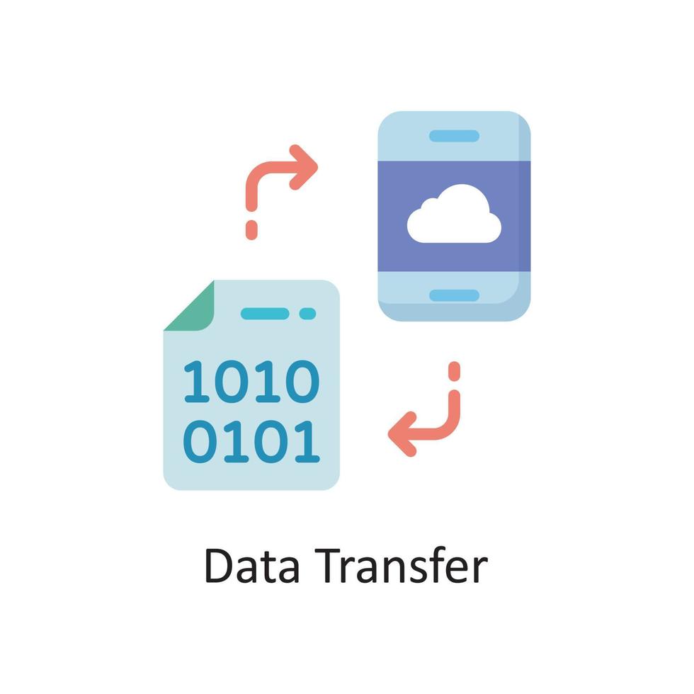 illustration de conception d'icône plate vecteur de transfert de données. symbole de cloud computing sur fond blanc fichier eps 10