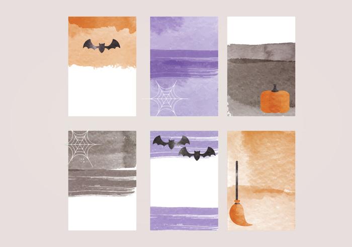 Cartes d'aquarelle Halloween de vecteur