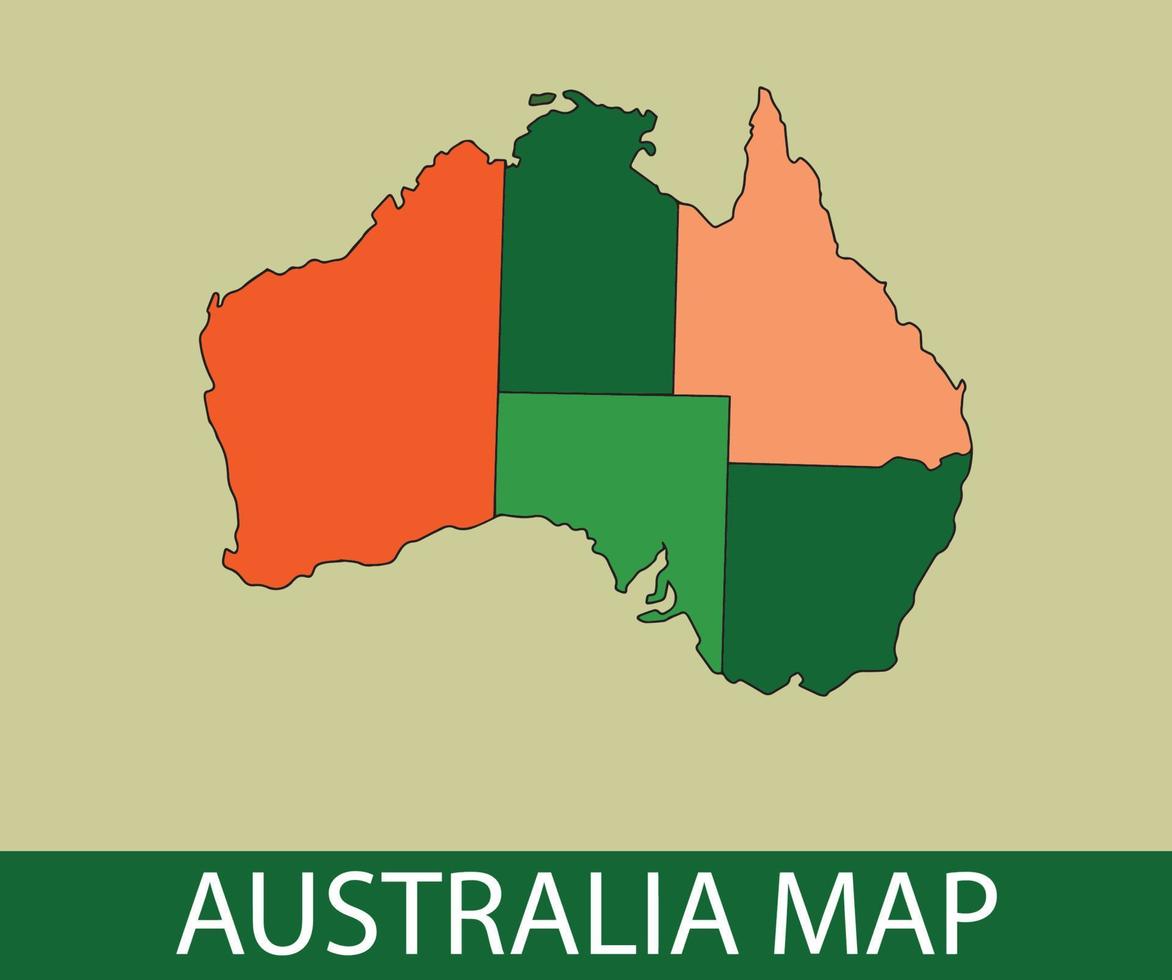 illustrations colorées australie carte vecteur