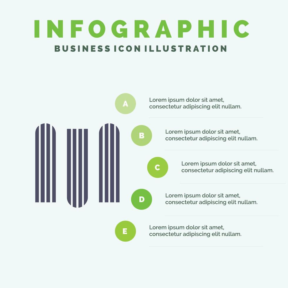 documenter les fichiers d'éducation icône solide infographie 5 étapes fond de présentation vecteur