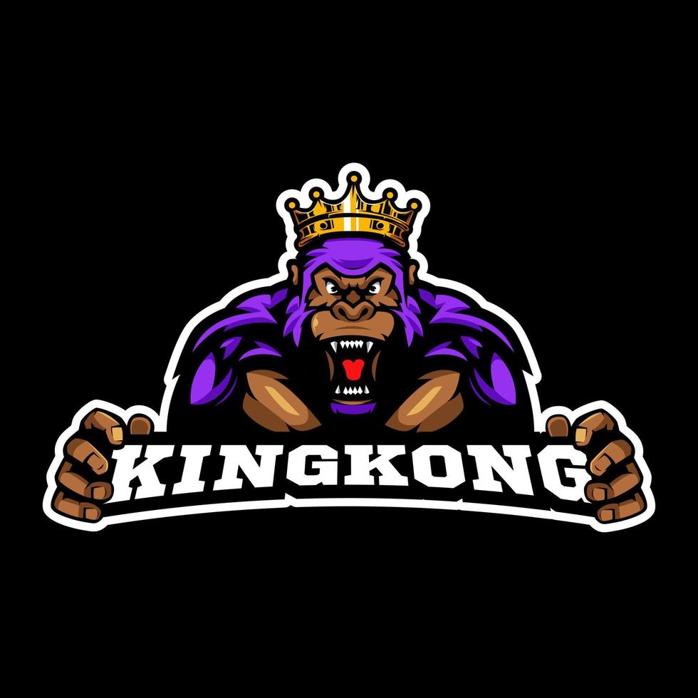 kingkong gorilla esport gaming mascotte logo design illustration vecteur