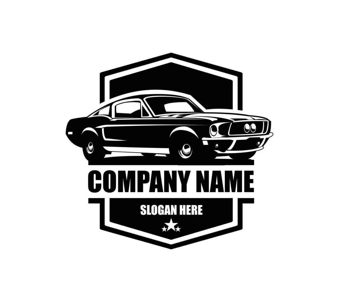 logo de muscle car, emblèmes et insignes isolés sur fond blanc. vieille voiture américaine des années 60. vecteur