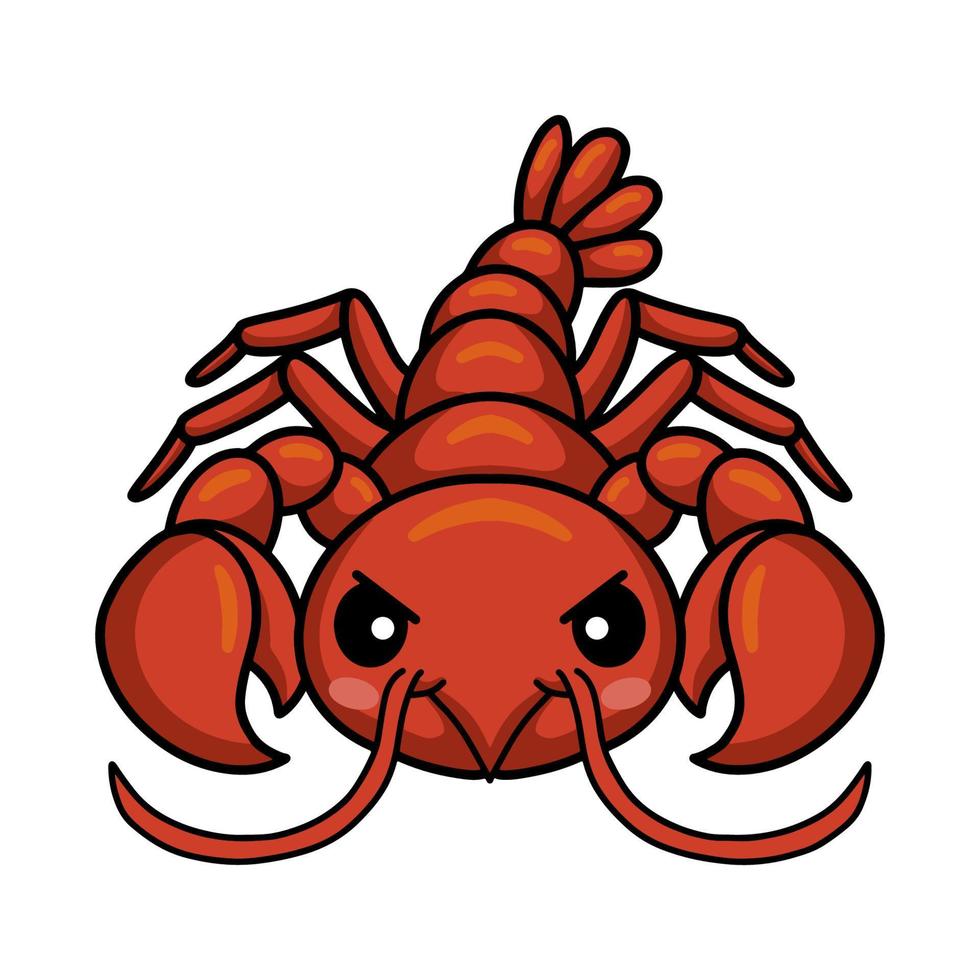 mignon petit dessin animé de homard en colère vecteur