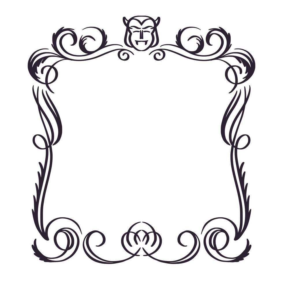 cadre de bordure fleuri vintage fantaisie, design décoratif de style rétro gothique, victorien ou baroque. vecteur
